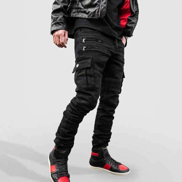 AKINGS Biker Stacked Jeans - Black - Picture 5 of 9